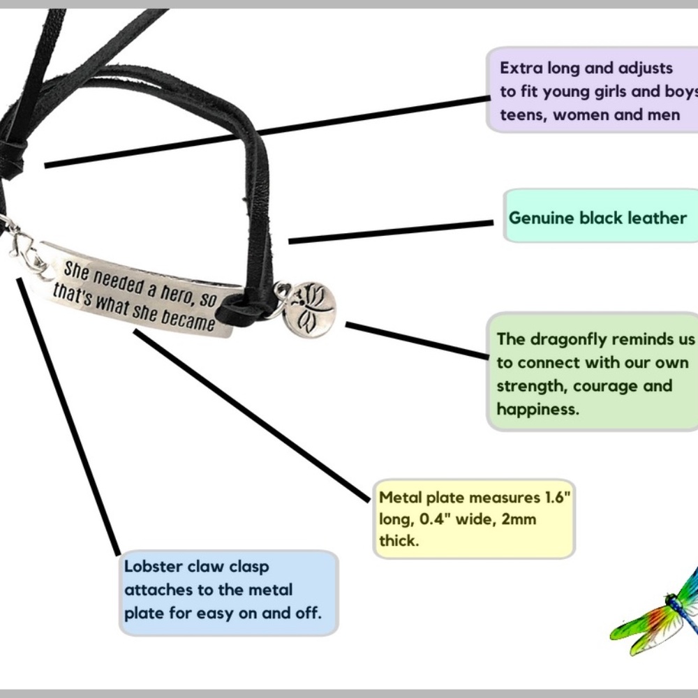 She Needed a Hero So That's What She Became Inspirational Saying Bracelet - Picture 2 of 5